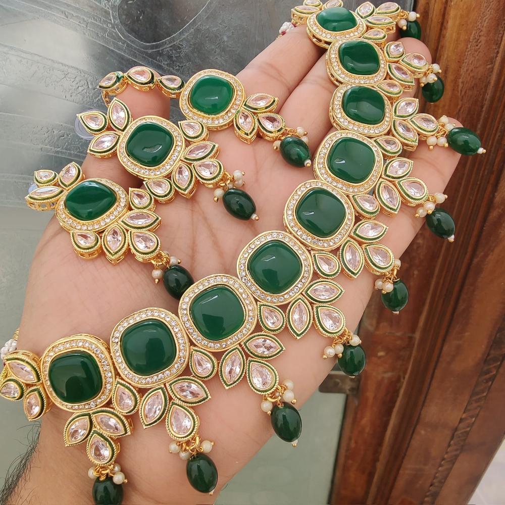 FS Collection Elegant Beaded Crystal Stone And Beads Necklace Set