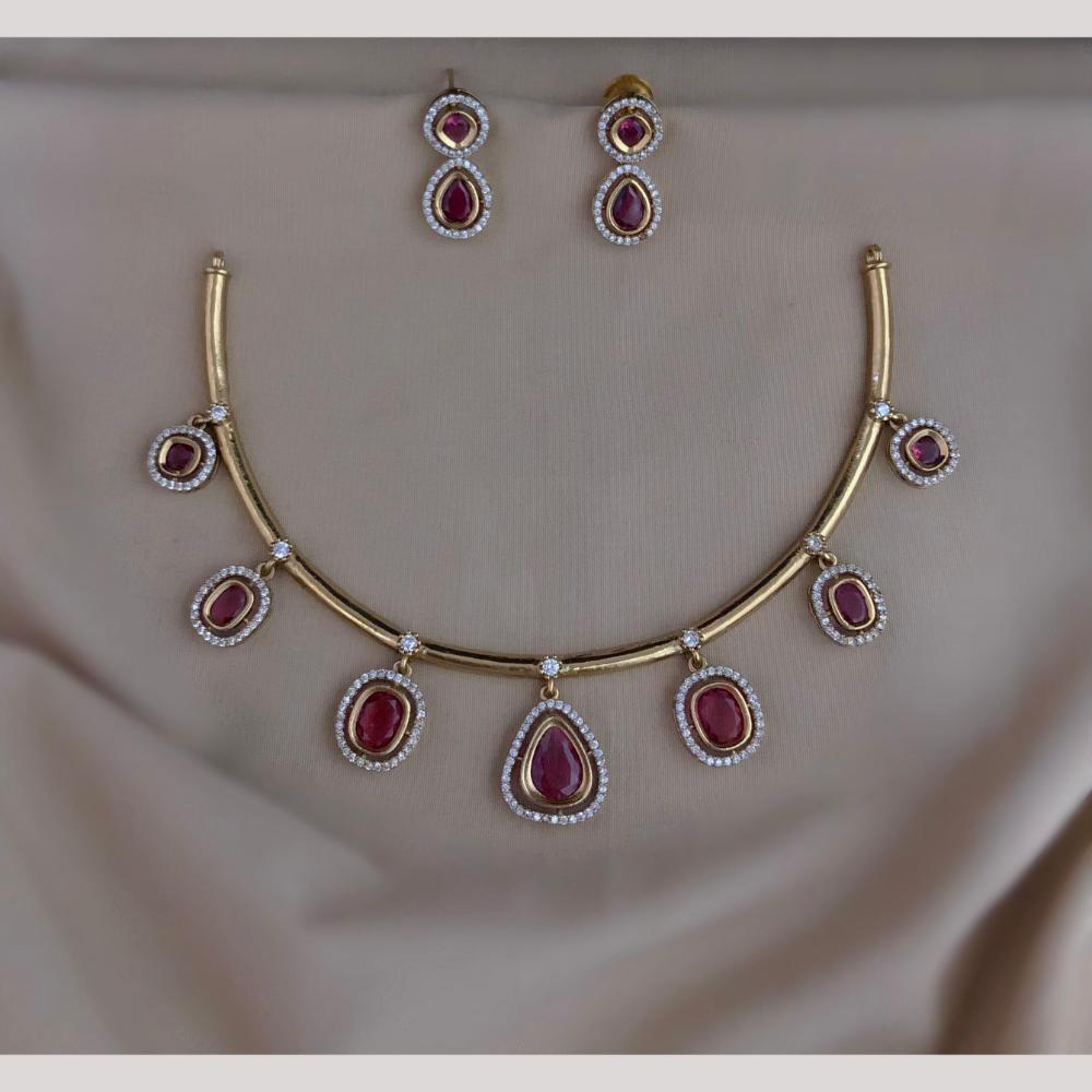 FS Collection Luxury Pota Stone And Austrian Stone Statement Necklace Set