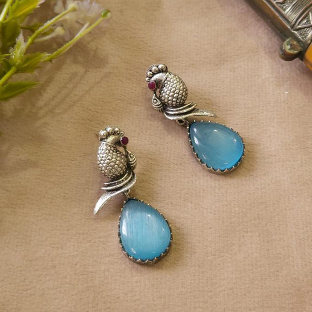 FS Collection Rustic Charm Dangler Earrings Oxidised Palting With Intricate Pota Detailing