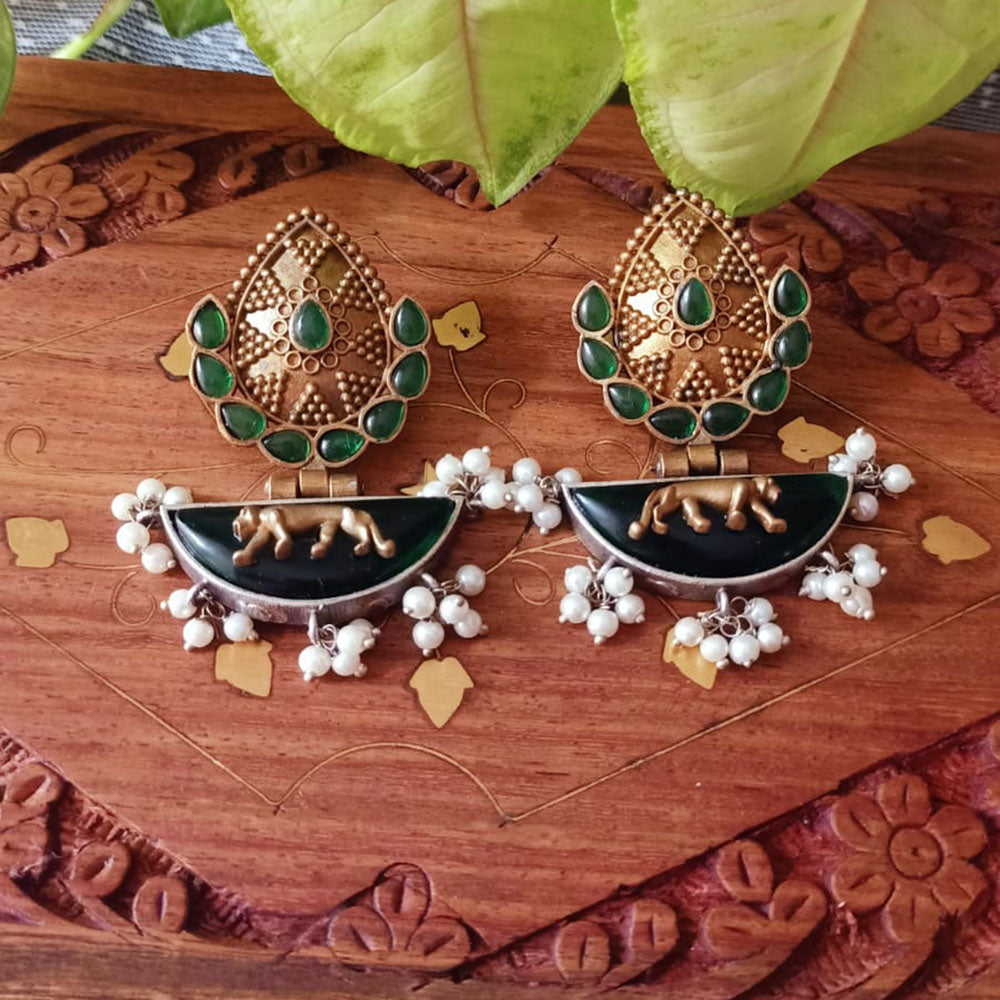 FS Collection Elegant Monalisa Stone Dangle Earrings for Traditional & Modern Looks