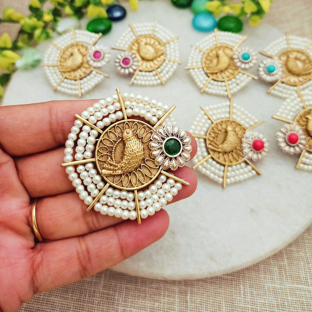 FS Collection Elegant Pota Stone And Pearl Dangle Earrings for Women & Girls