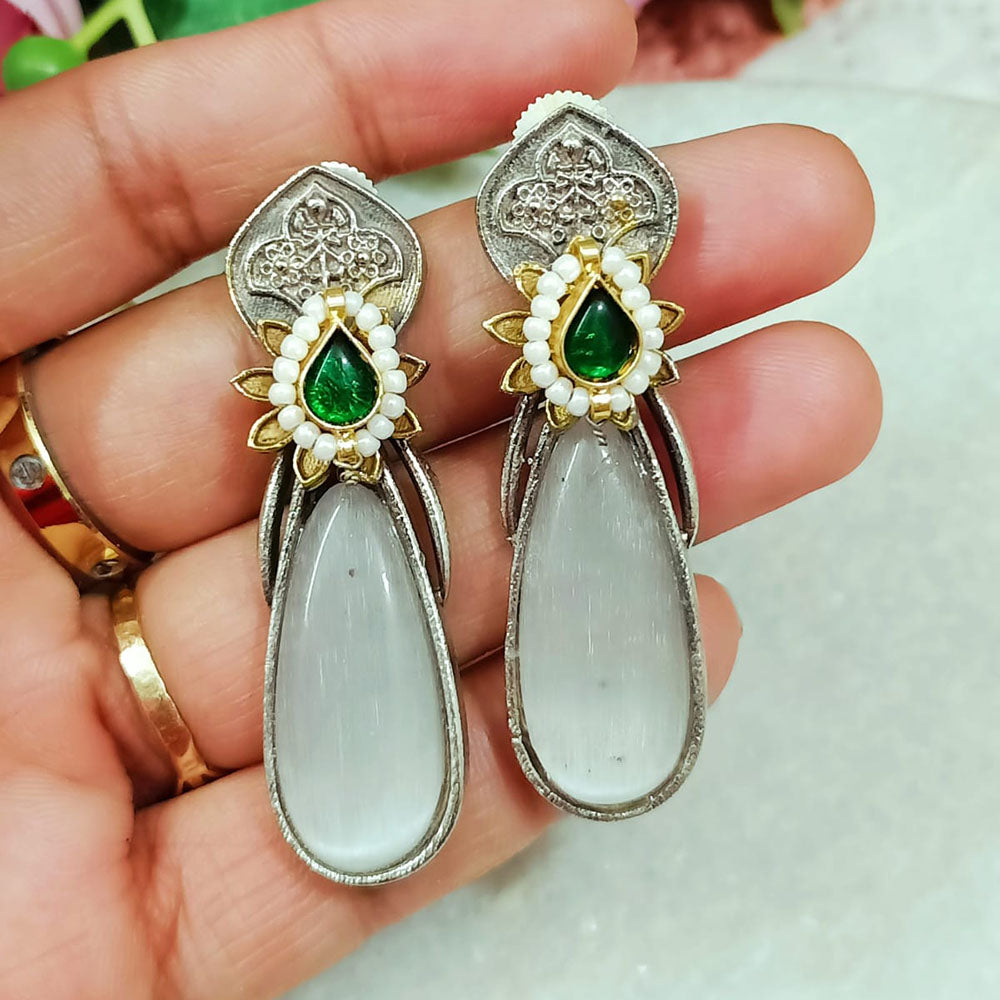 FS Collection Elegant Monalisa Stone Dangle Earrings for Traditional & Modern Looks