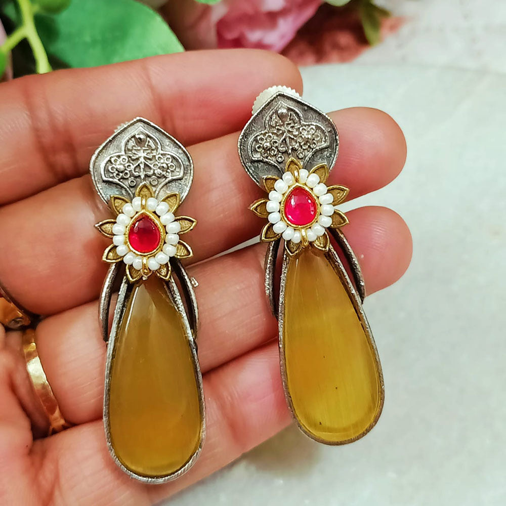 FS Collection Elegant Monalisa Stone Dangle Earrings for Traditional & Modern Looks
