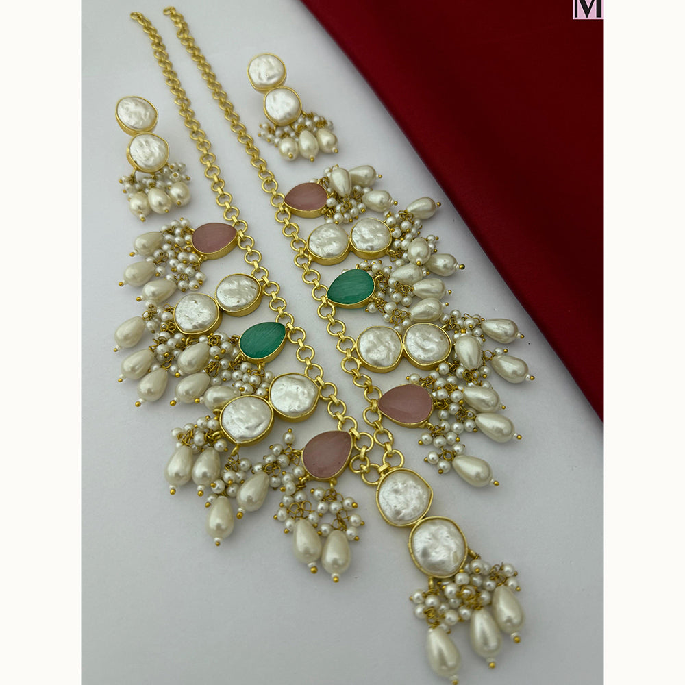 FS Collection Royal Monalisa And Mother Of Pearl Choker Necklace Set