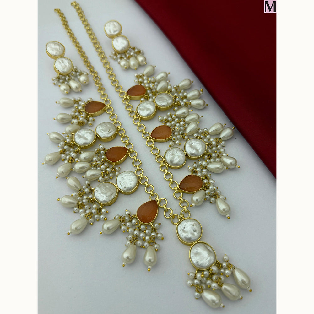 FS Collection Royal Monalisa And Mother Of Pearl Choker Necklace Set