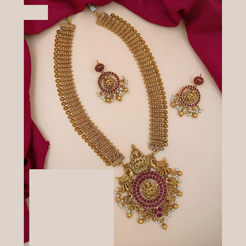 FS Collection Designer Long Temple Necklace Set for Weddings