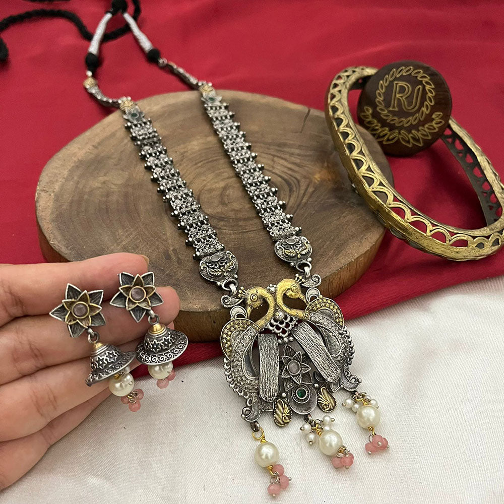 FS Collection Designer Long Oxidised Necklace Set for Garba And Dandia Night