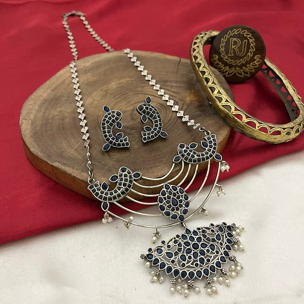 FS Collection Designer Long Oxidised Necklace Set for Garba And Dandia Night