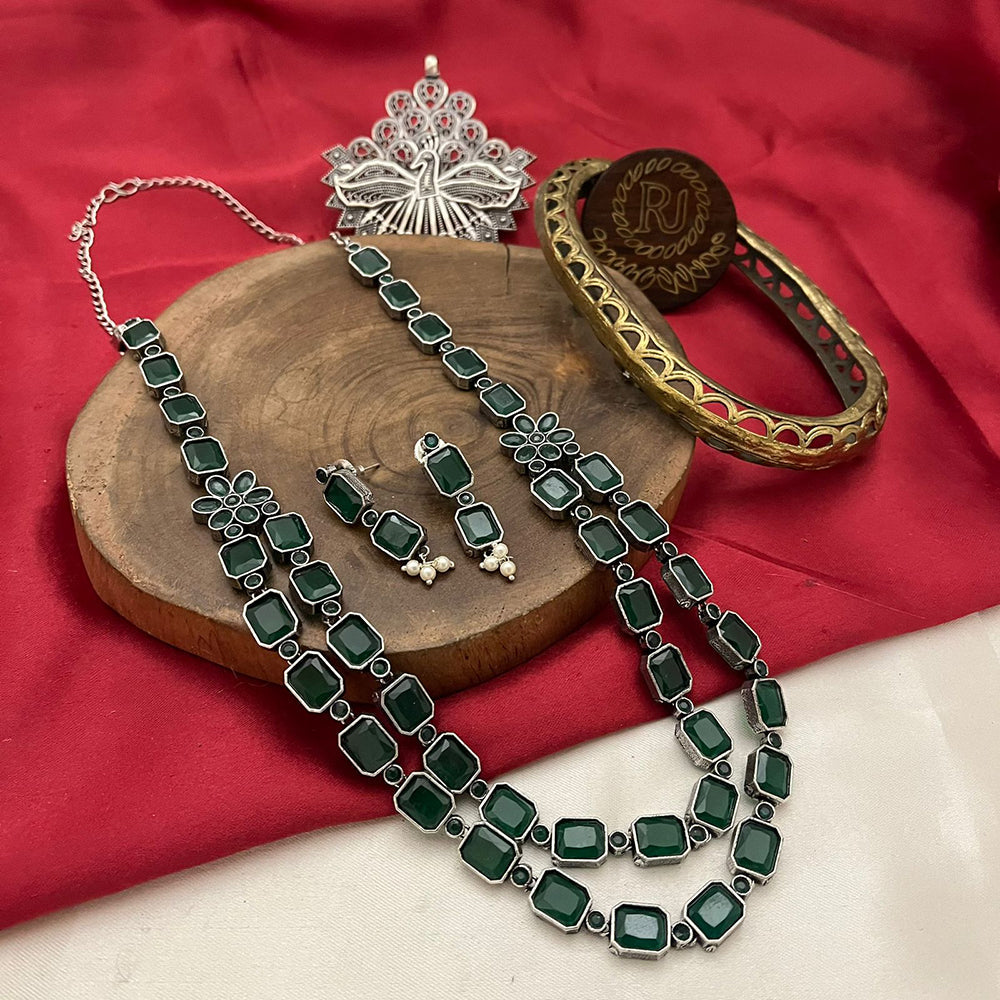 FS Collection Elegent Crystal Stone Long Necklace Set For Wedding Wear