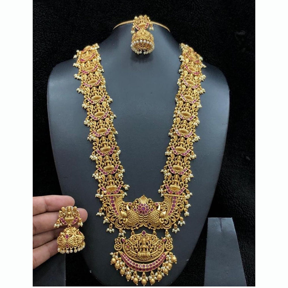 FS Collection Designer Long Temple Necklace Set for Weddings