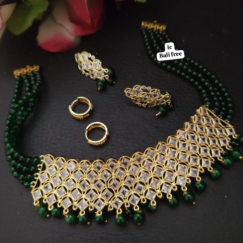 FS Collection Luxe Crystal and Beaded Choker Necklace Set with Exquisite Handcrafted Detailing