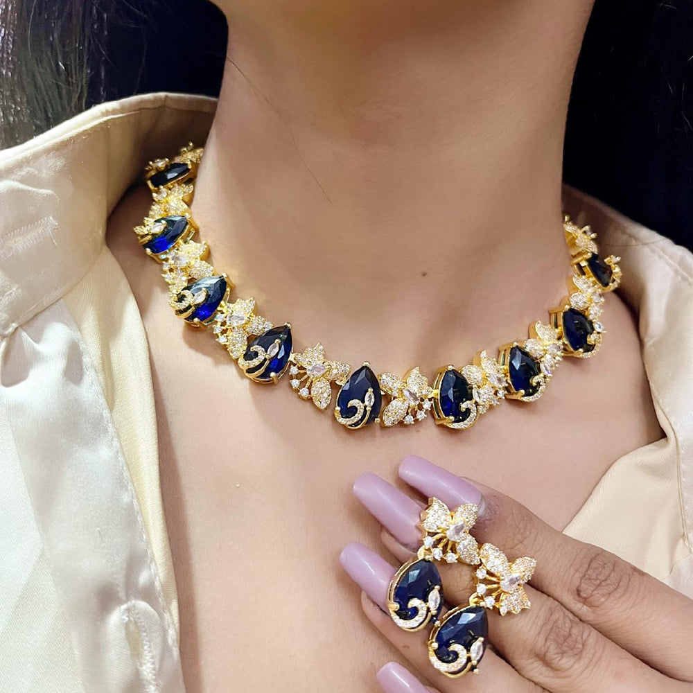FS Collection Radiant Crystal Stone Festive Necklace Set