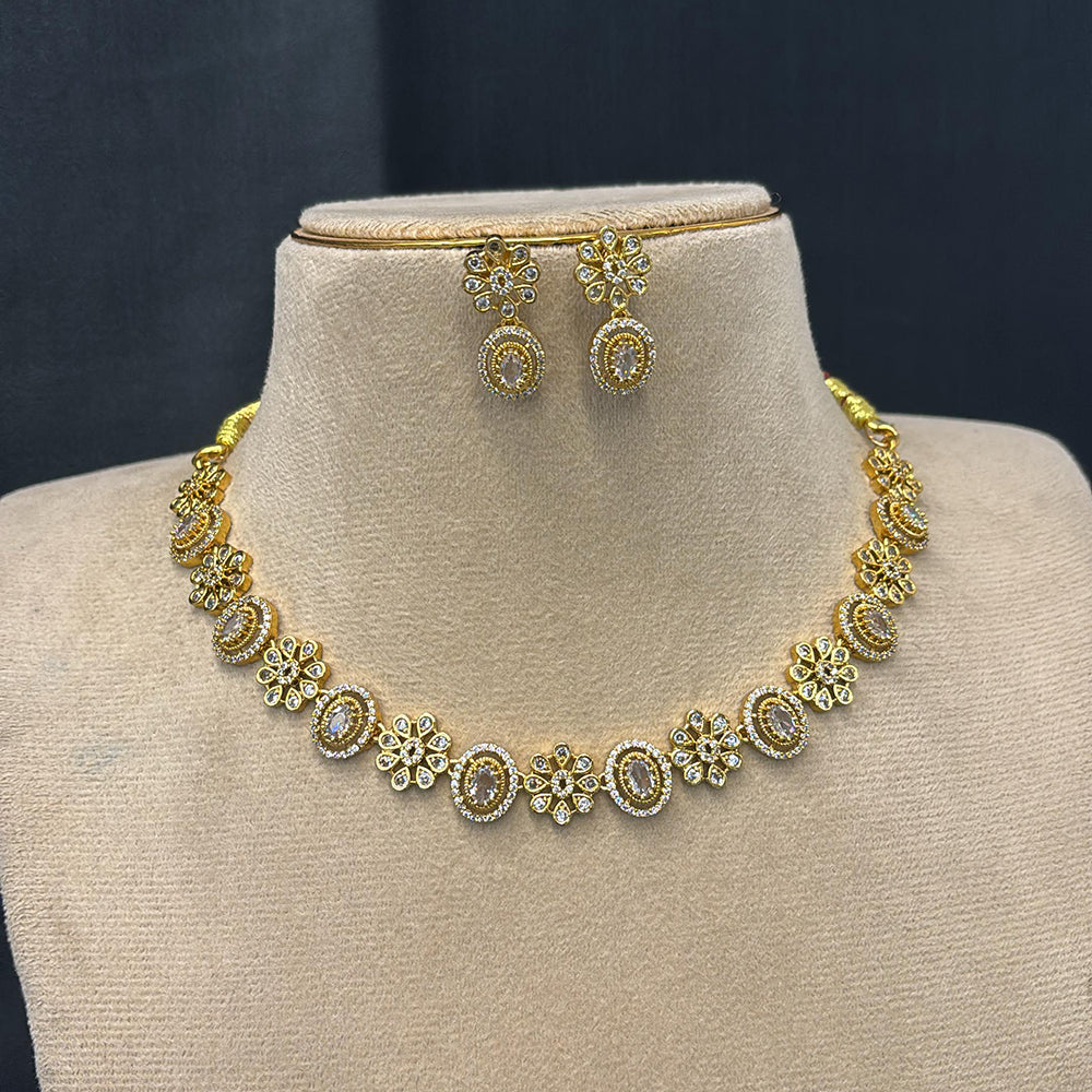 FS Collection Premium American Diamond Statement Necklace Set