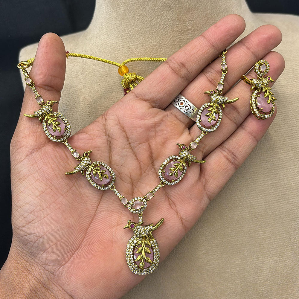 FS Collection Sparkling Austrian And Pota Stone Elegance Necklace Set