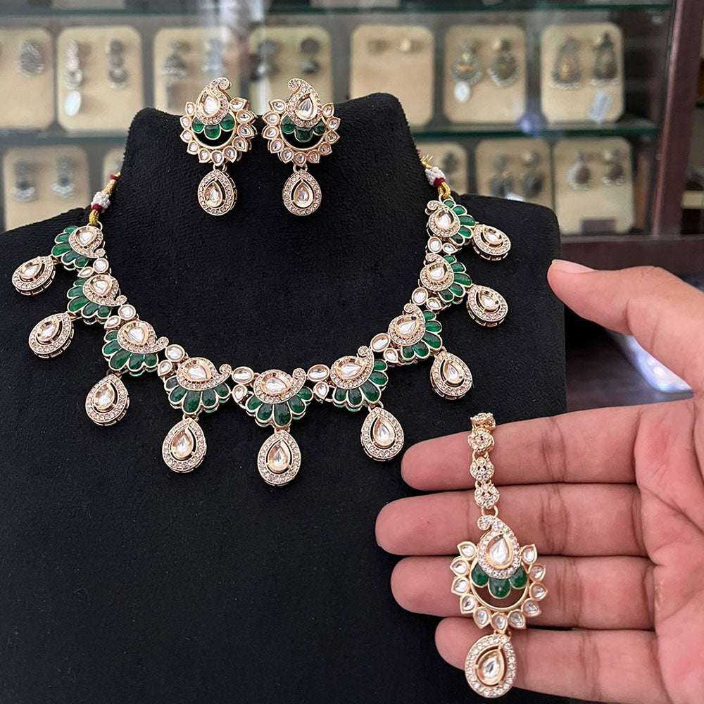 FS Collection Polki Kundan Stone Designer Necklace Set