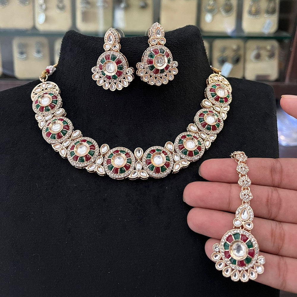 FS Collection Polki Kundan Stone Designer Necklace Set