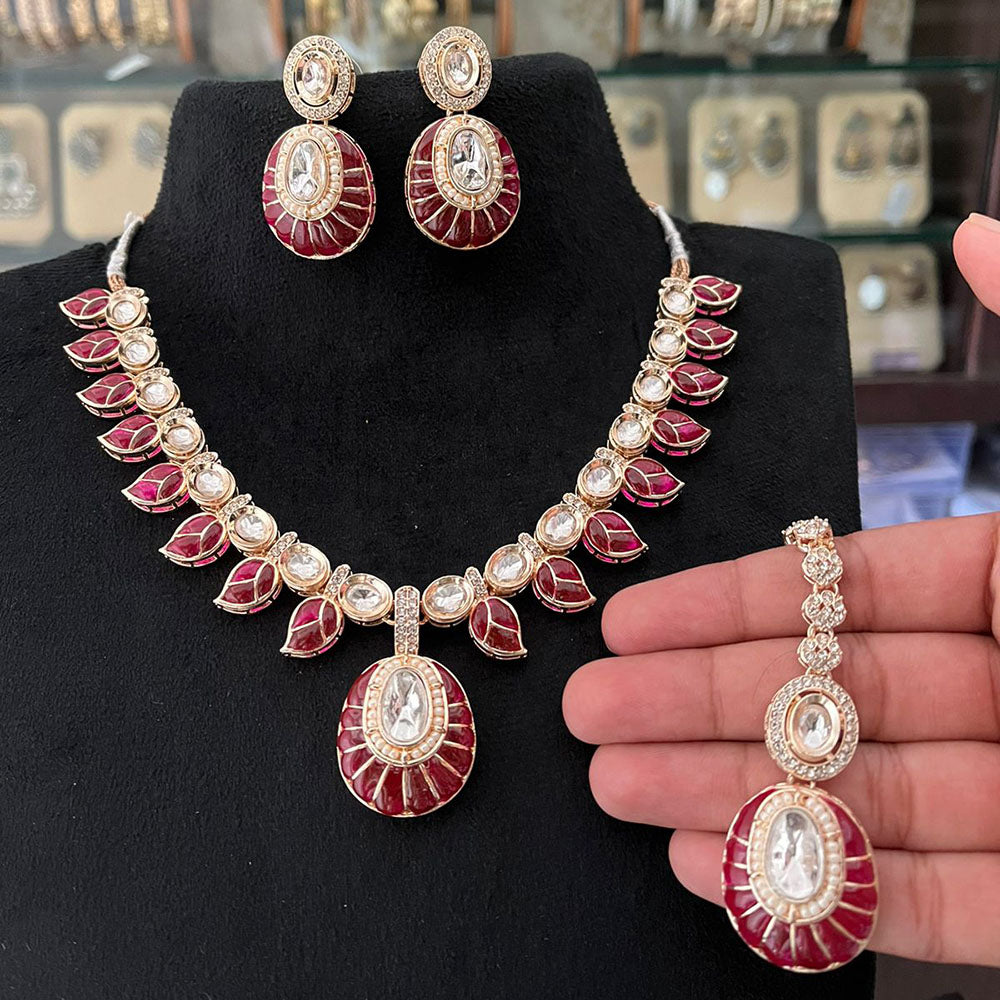 FS Collection Polki Kundan Stone Designer Necklace Set