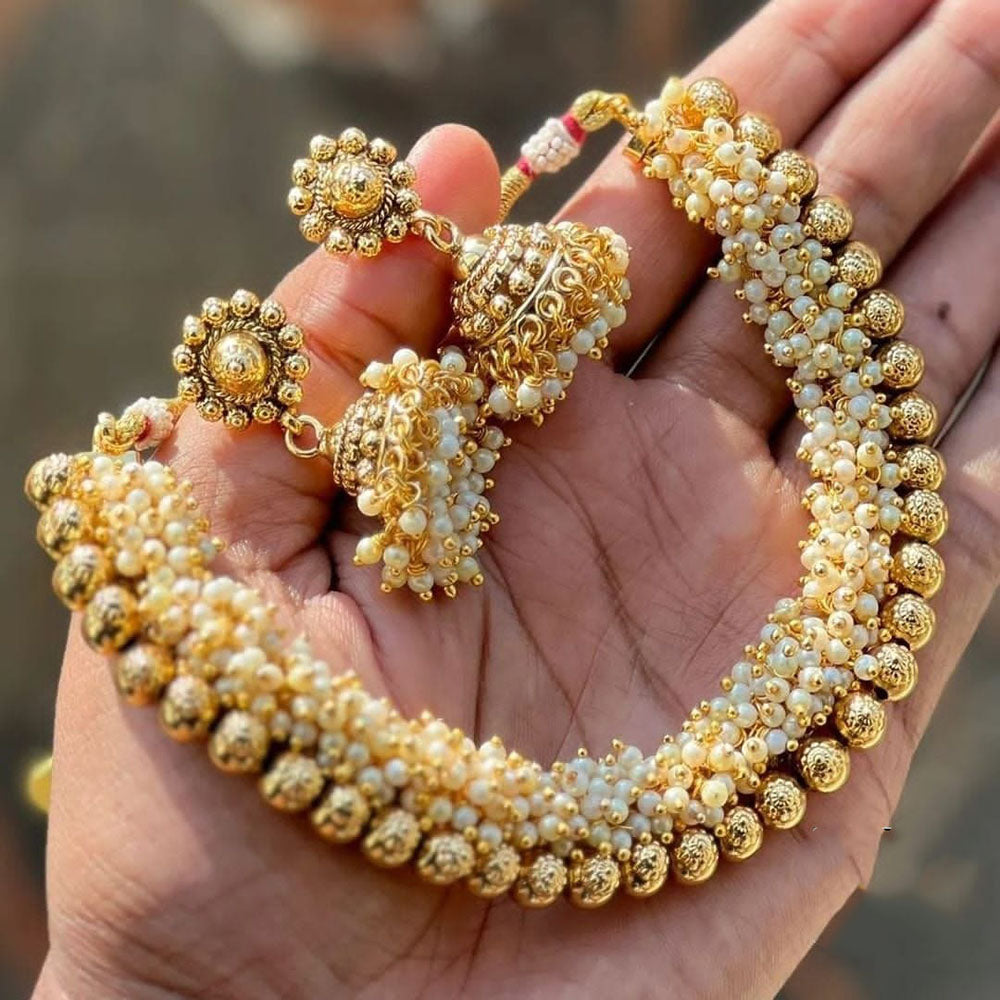 FS Collection Elegant Pearl Designer Necklace Set
