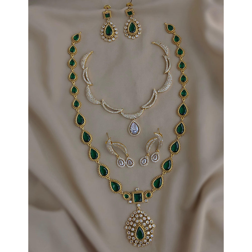 FS Collection Royal Pota And Austrian Stone Double Strand Necklace Set