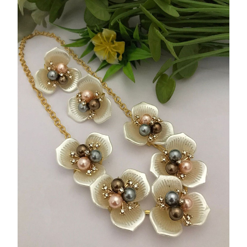FS Collection Trendy Blossom Pearl Necklace Set