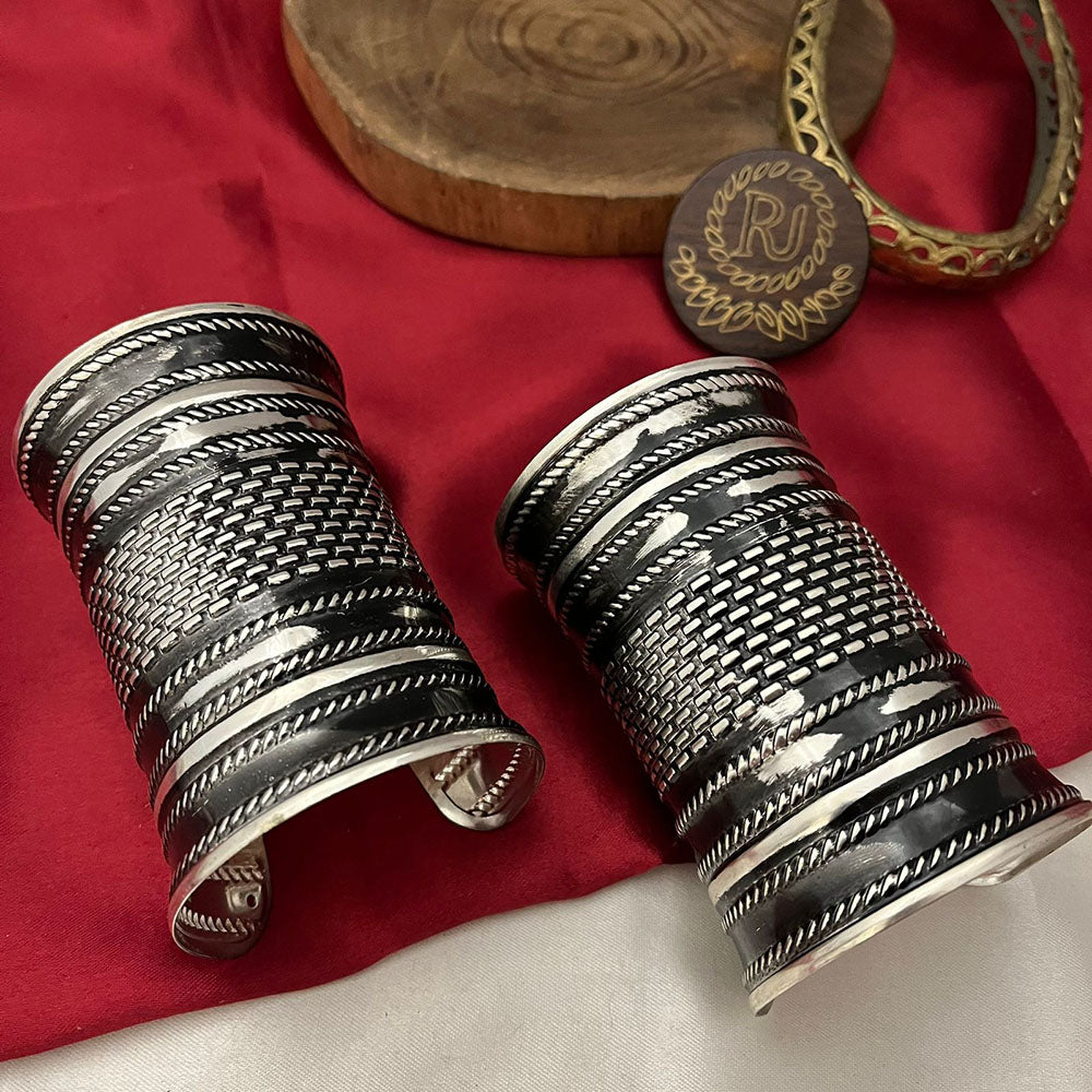 FS Collection Antique Finish Oxidised Openable Bangles Set