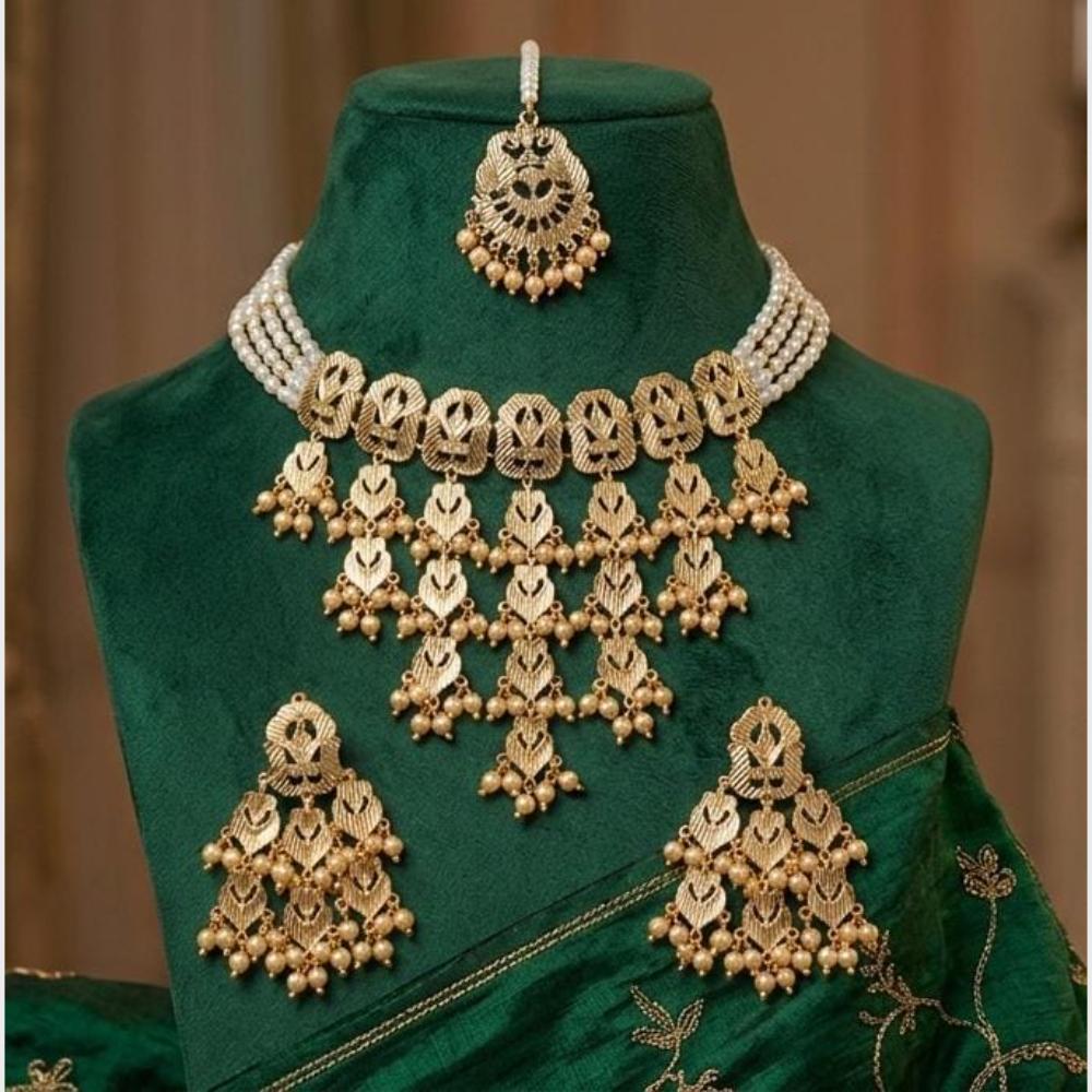 FS Collection Ethnic Design Beads And Pearl Choker Necklace Set