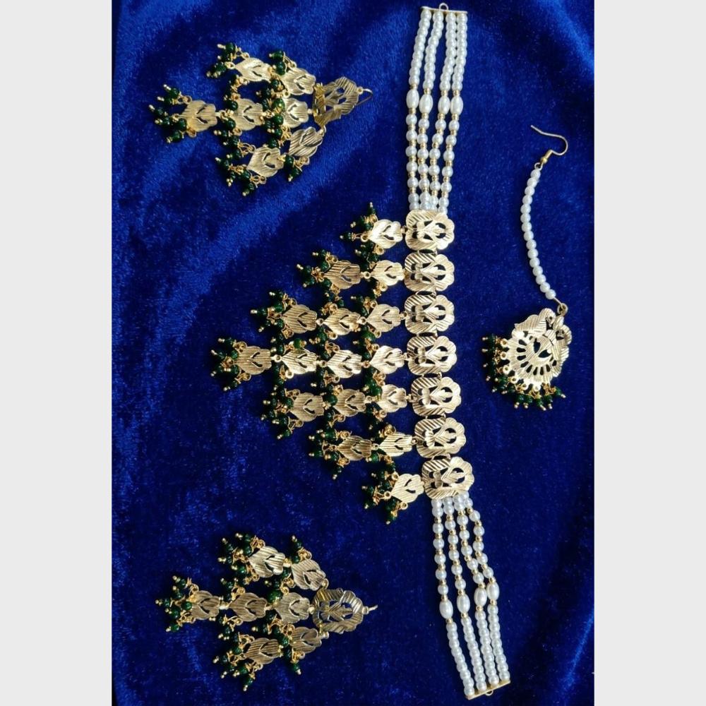 FS Collection Ethnic Design Beads And Pearl Choker Necklace Set