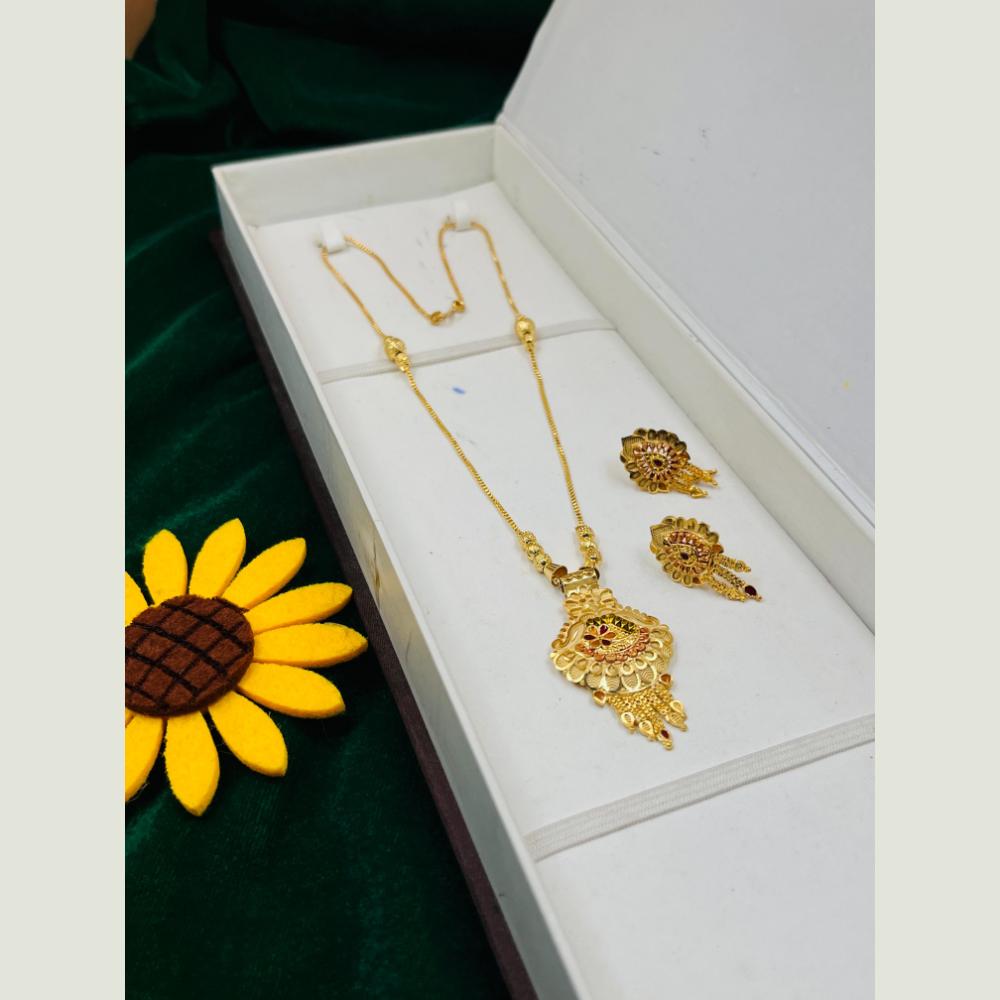 FS Collection Royal Gold Forming Meenakari Long Necklace Set