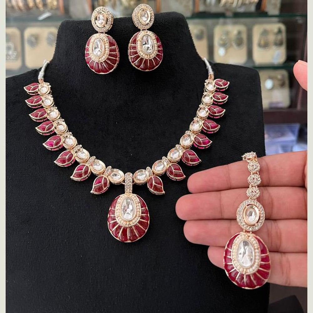 FS Collection Polki Kundan Stone And Pearl Designer Necklace Set
