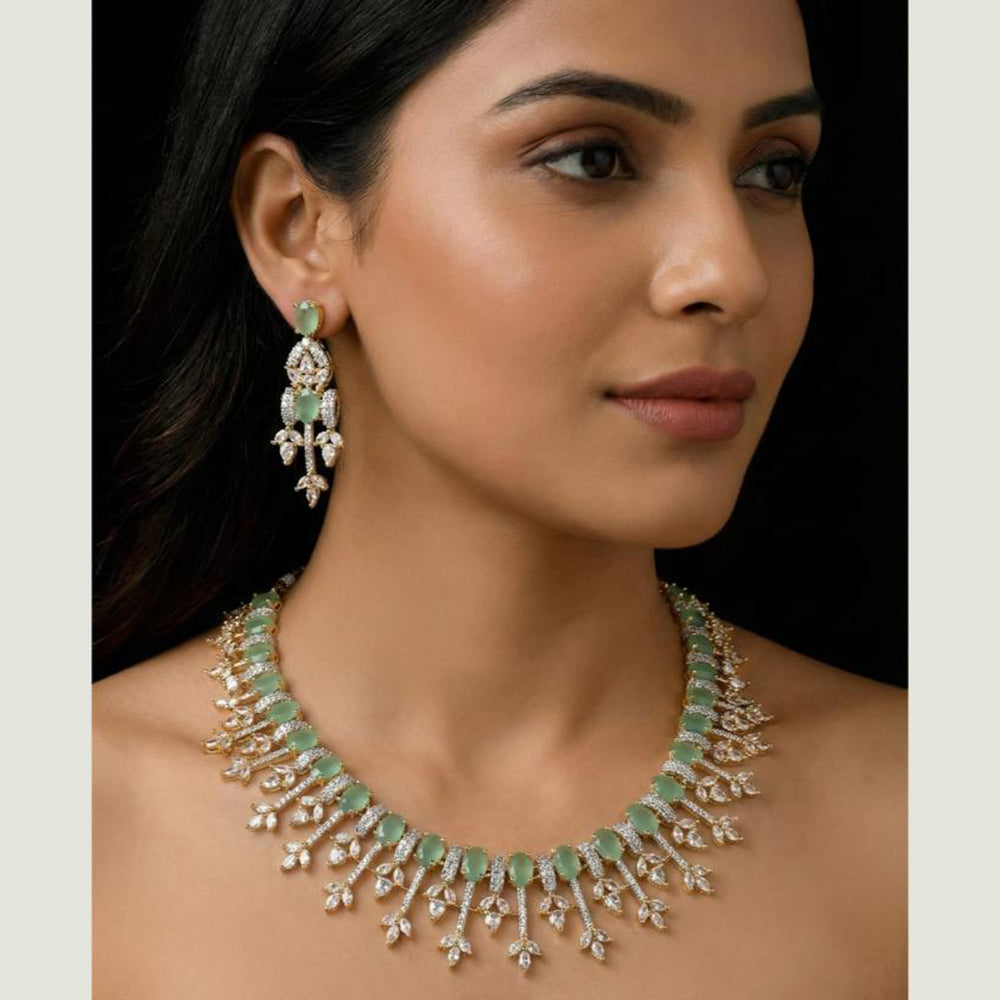 FS Collection Premium American Diamond Statement Necklace Set