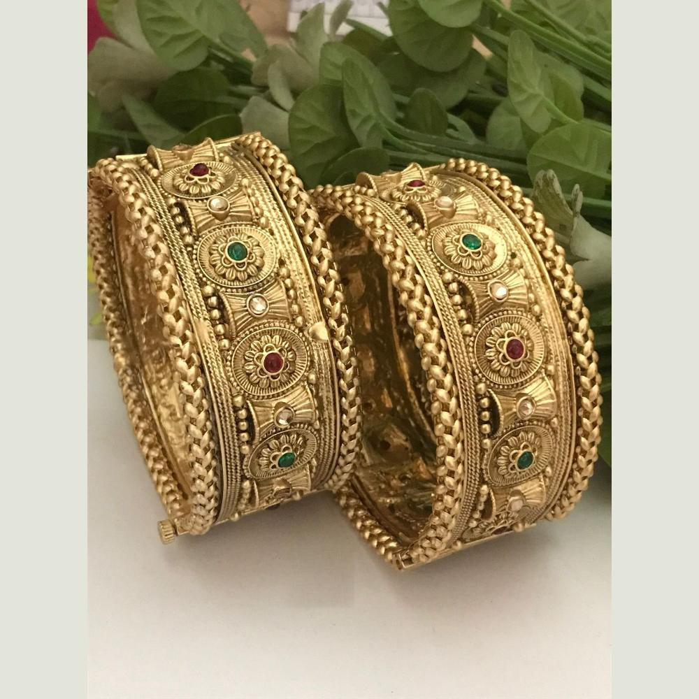 FS Collection Heritage Style Pota StoneOpenable Bangles Set