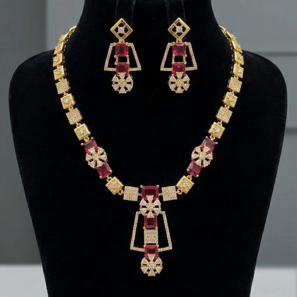 FS Collection Premium American Diamond Statement Necklace Set