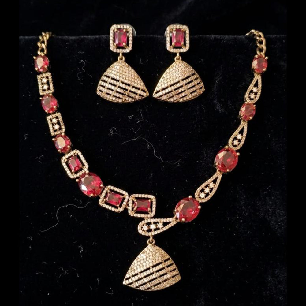 FS Collection Premium American Diamond Statement Necklace Set