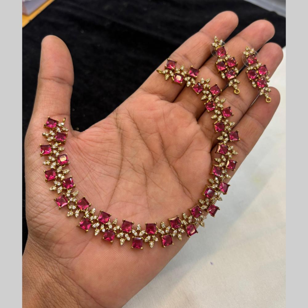 FS Collection Royal Look Crystal Stone Necklace Set