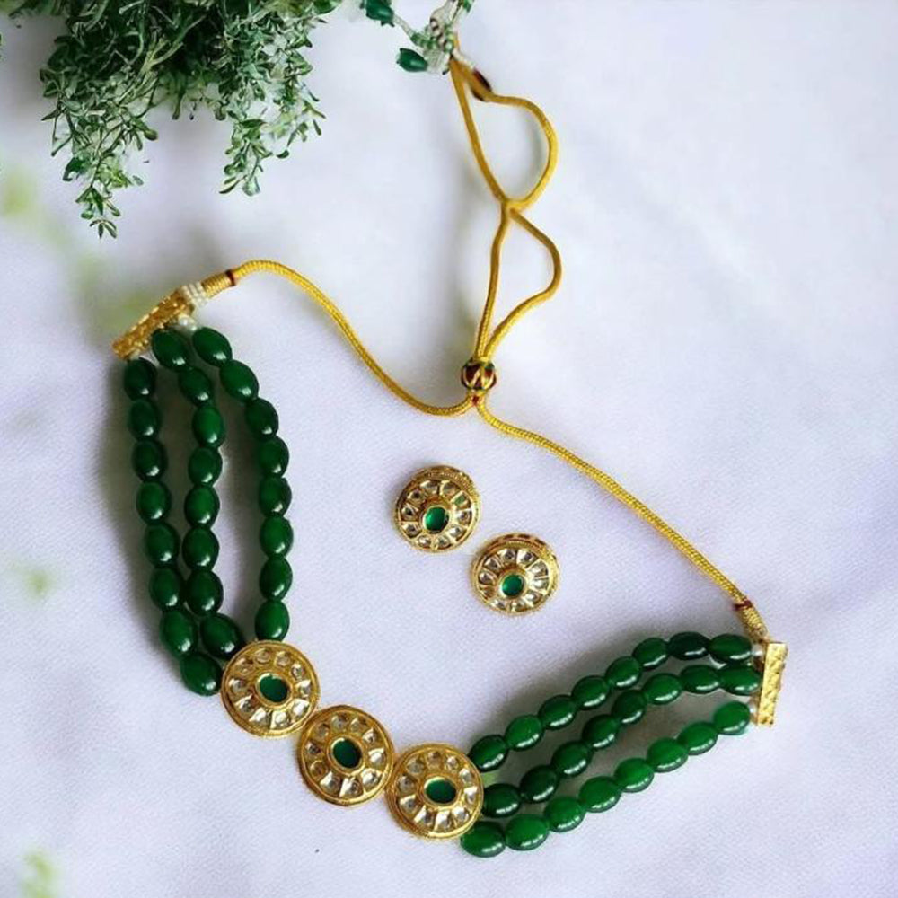 FS Collection Ethnic Design Pota Stone And Beads Choker Necklace Set