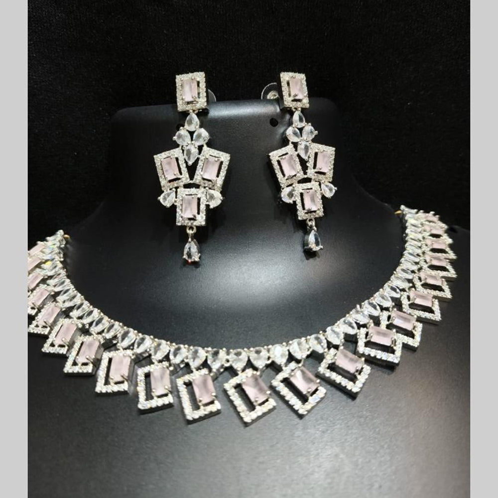FS Collection Premium American Diamond Statement Necklace Set