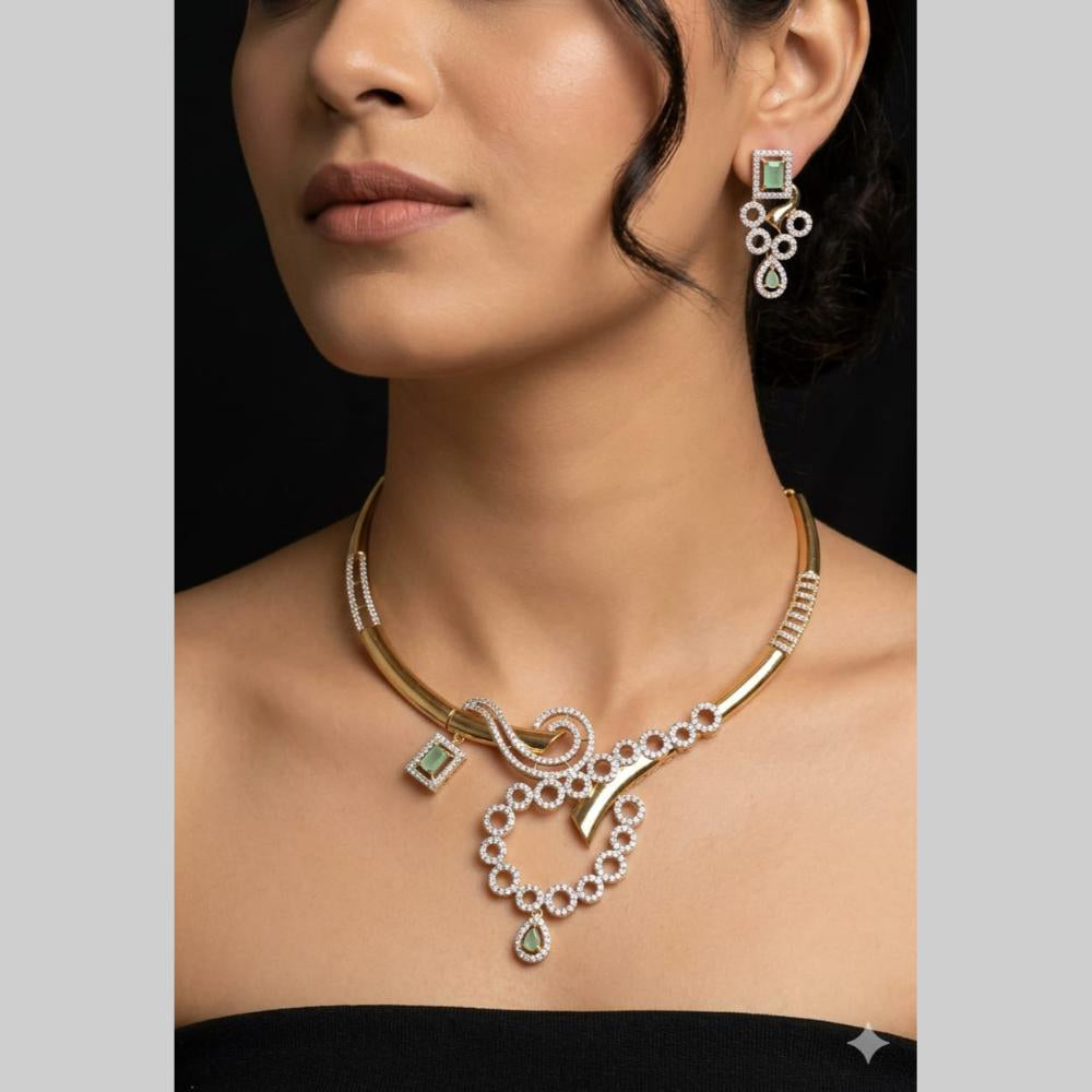 FS Collection Premium American Diamond Statement Necklace Set