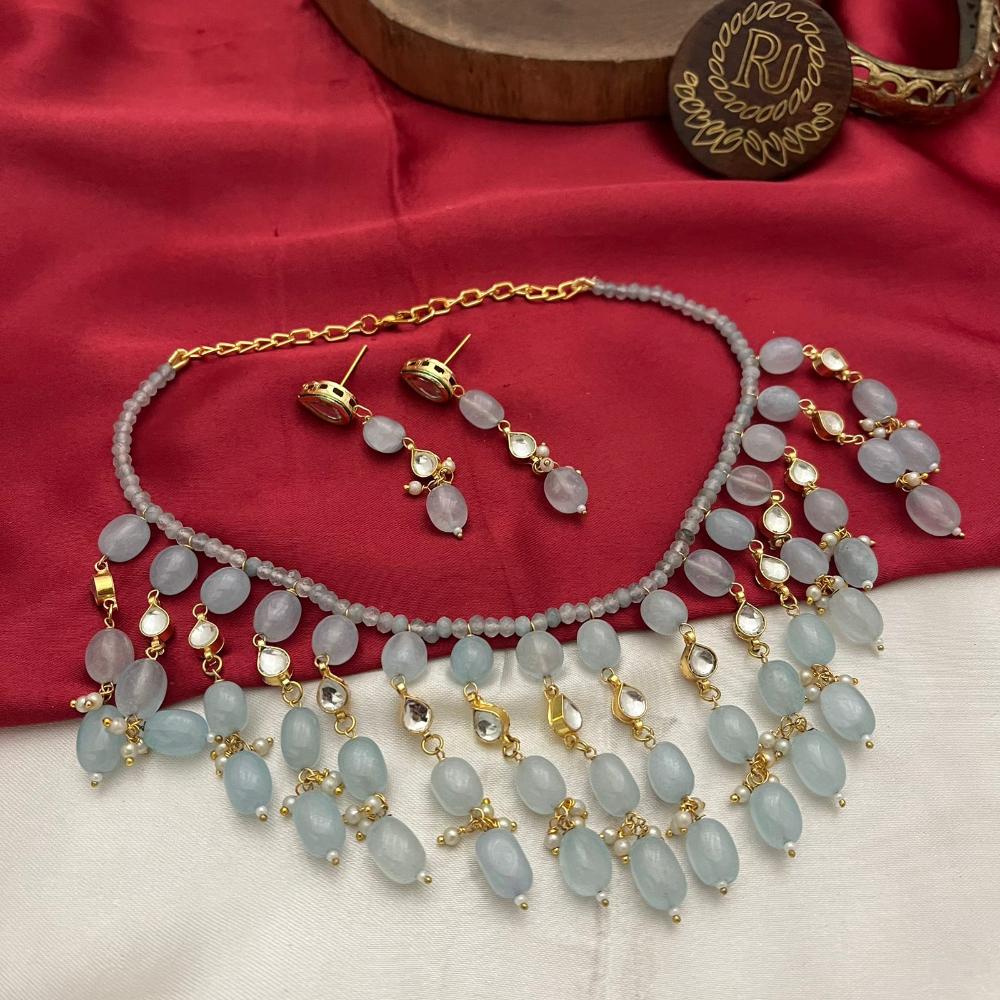 FS Collection Luxury Kundan Stone And Beads Necklace Set