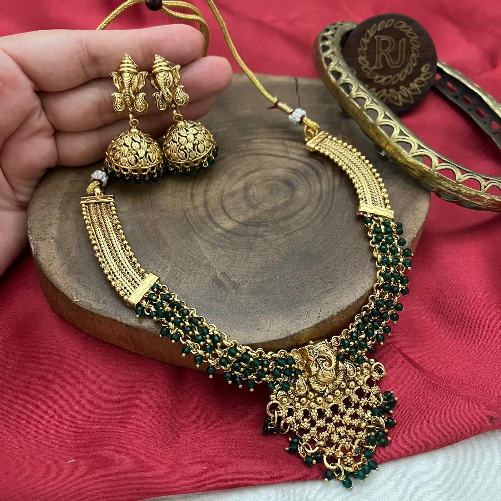 FS Collection Designer Elephant Motif Pearl Necklace Set