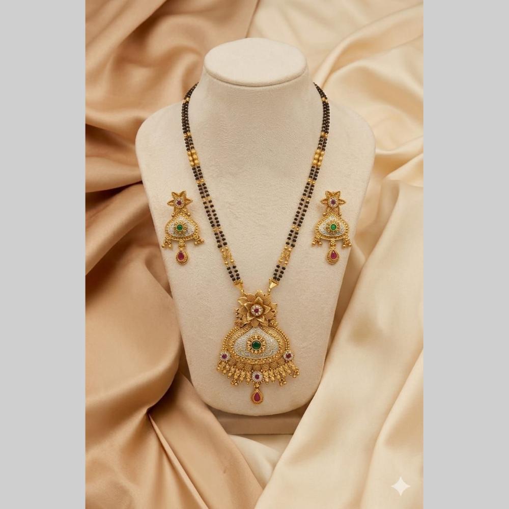 FS Collection Modern Ethnic Pota Stone And Meenakari Mangalsutra
