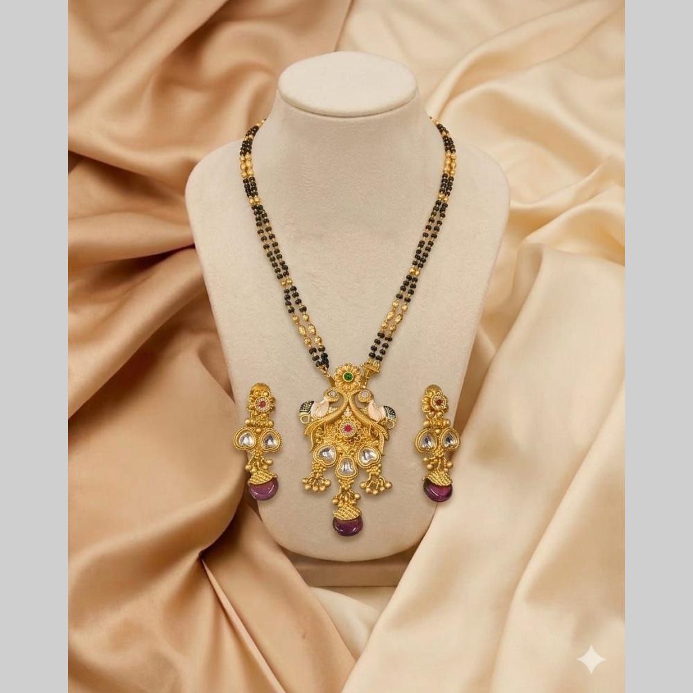 FS Collection Modern Ethnic Pota Stone And Meenakari Mangalsutra