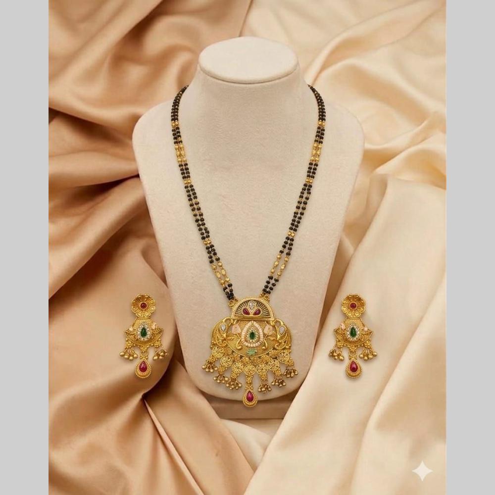 FS Collection Modern Ethnic Pota Stone And Meenakari Mangalsutra