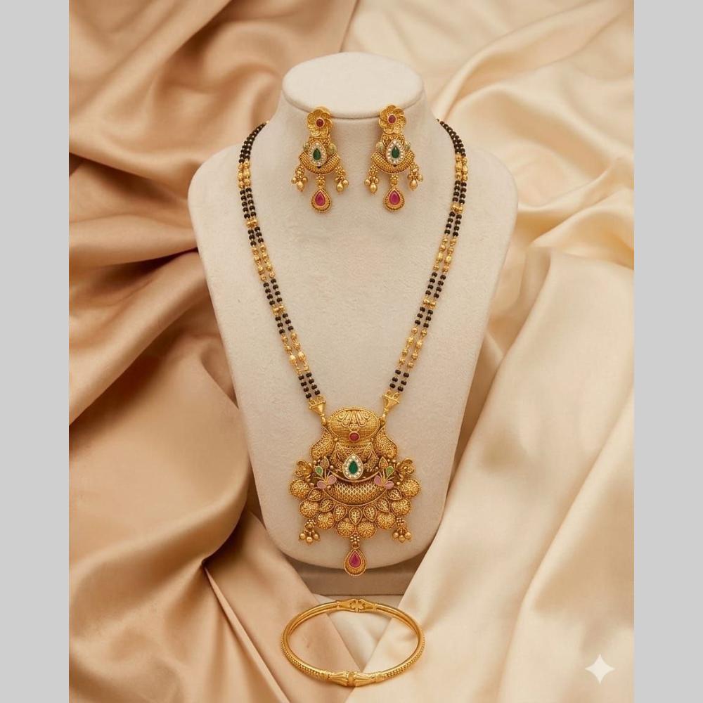 FS Collection Modern Ethnic Pota Stone And Meenakari Mangalsutra