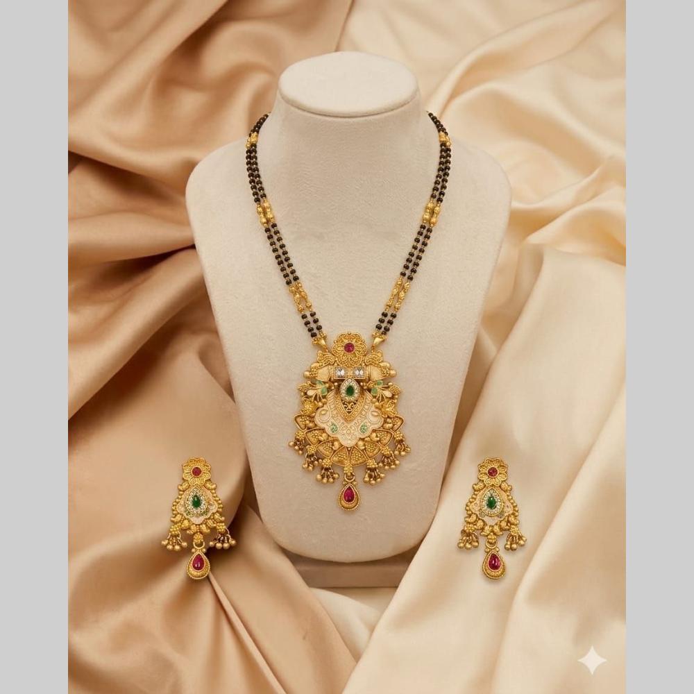 FS Collection Modern Ethnic Pota Stone And Meenakari Mangalsutra