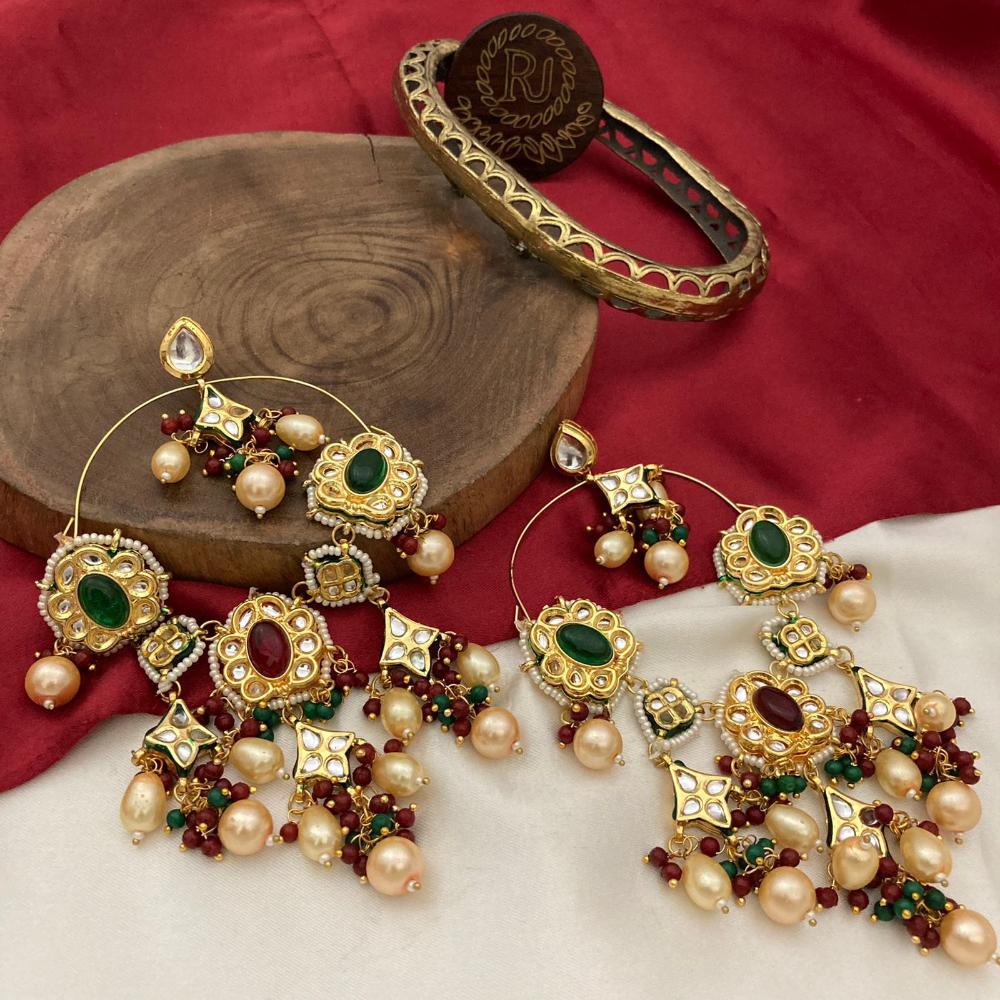 FS Collection Kundan Stone And Beads Designer Dangler Earrings