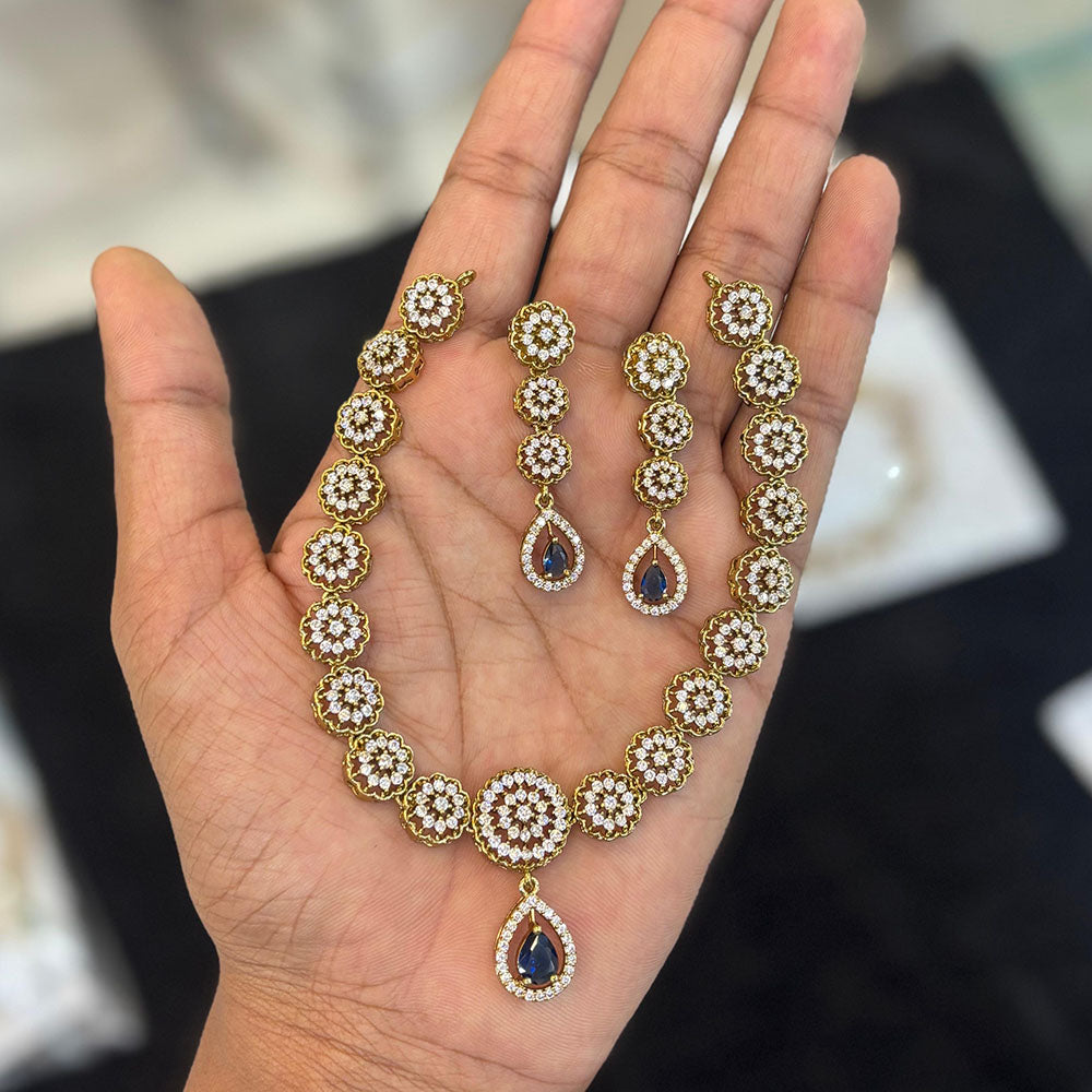 FS Collection Glamorous Crystal Stone Necklace Set