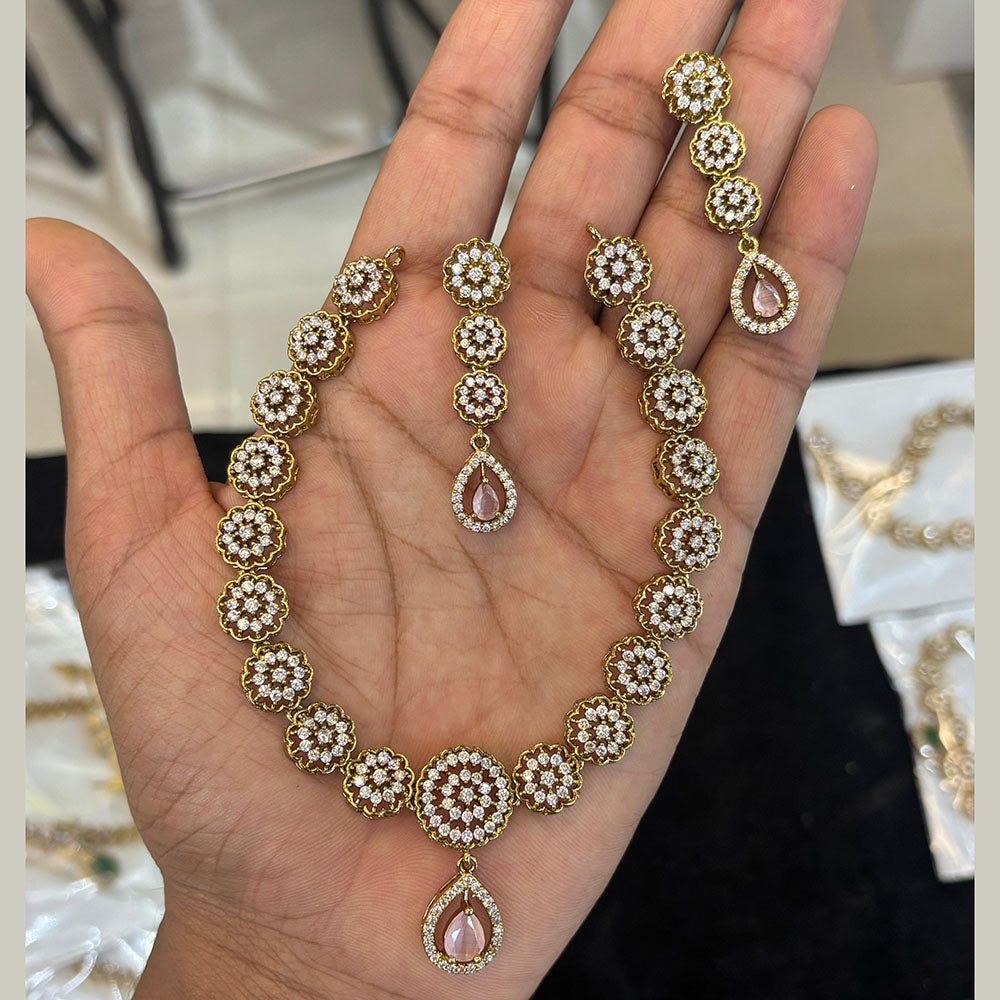 FS Collection Glamorous Crystal Stone Necklace Set