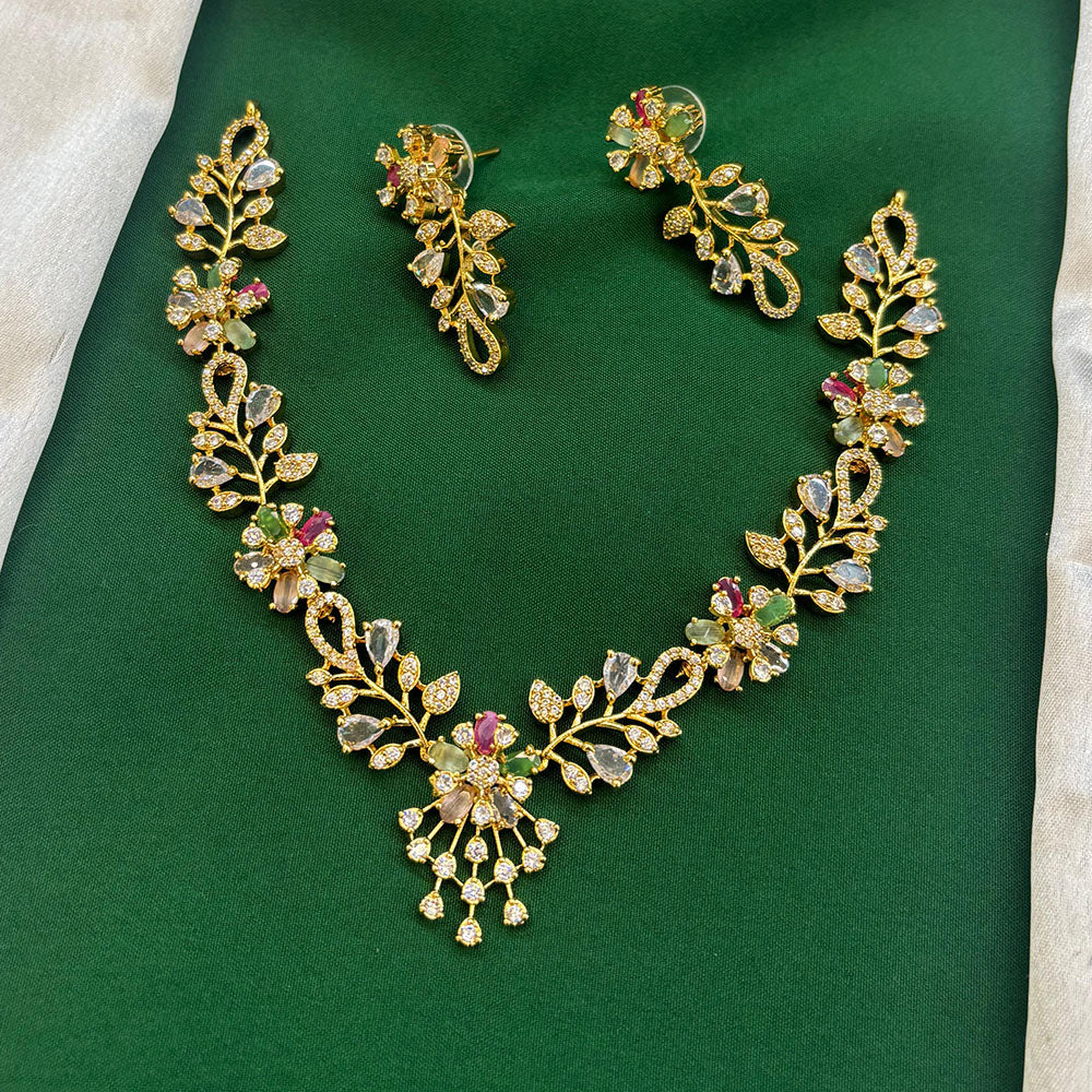 FS Collection Glamorous Crystal Stone Necklace Set