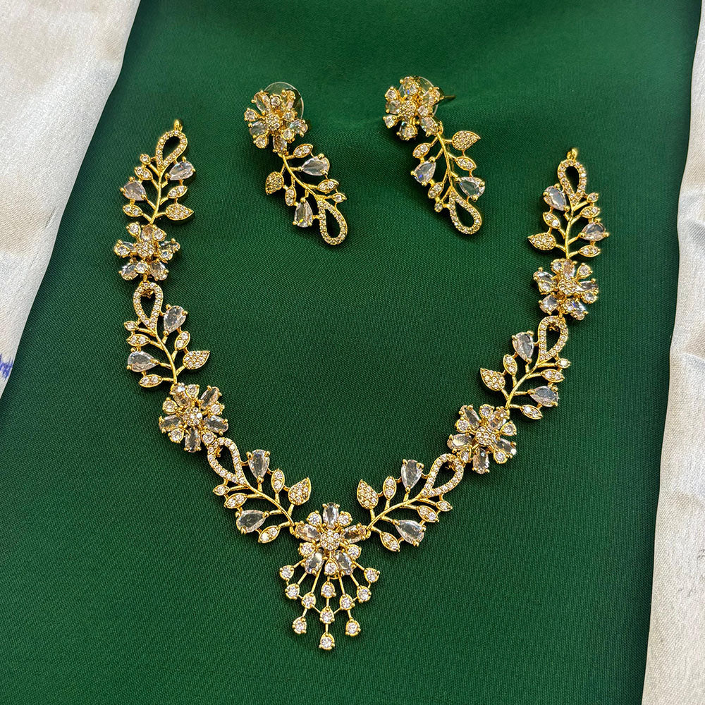 FS Collection Glamorous Crystal Stone Necklace Set