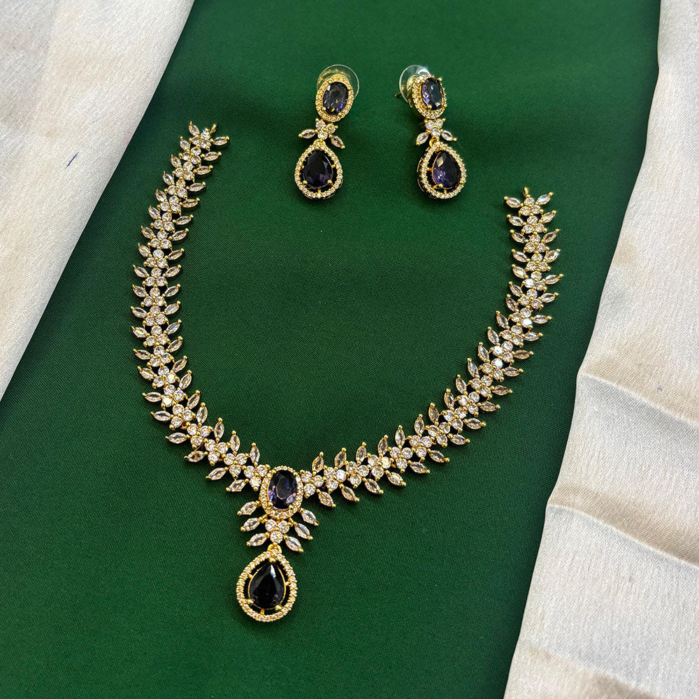 FS Collection Glamorous Crystal Stone Necklace Set